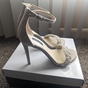 Nine West Morelov Heeled Sandals, Color - NATURAL CRYSTAL, Size 7.5